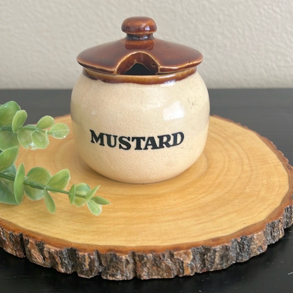 Vintage Pearsons Of Chesterfield Old Stoneware Ceramic Pottery Mustard Jar